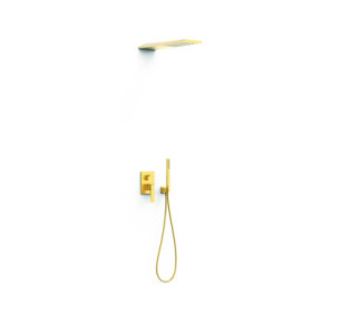 KIT DE GRIFO MONOMANDO EMPOTRADO DE 2 VÍAS RAPID-BOX PARA DUCHA TRES SLIM ORO MATE 24K 20238005OM