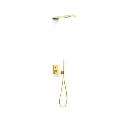 KIT DE GRIFO MONOMANDO EMPOTRADO DE 2 VÍAS RAPID-BOX PARA DUCHA TRES SLIM ORO MATE 24K 20238005OM