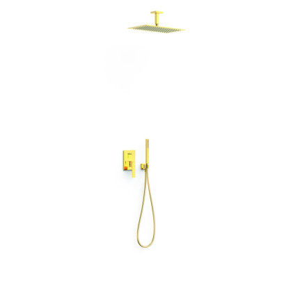 KIT DE GRIFO MONOMANDO EMPOTRADO DE 2 VÍAS RAPID-BOX PARA DUCHA TRES SLIM ORO 24K 20238003OR