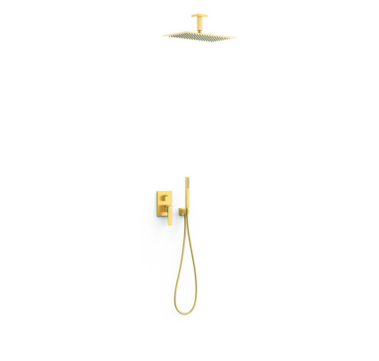 KIT DE GRIFO MONOMANDO EMPOTRADO DE 2 VÍAS RAPID-BOX PARA DUCHA TRES SLIM ORO MATE 24K 20238003OM