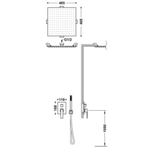 KIT DE GRIFO MONOMANDO EMPOTRADO DE 2 VÍAS RAPID-BOX PARA DUCHA TRES SLIM ORO 24K 20238006OR