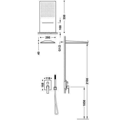 KIT DE GRIFO MONOMANDO EMPOTRADO DE 3 VÍAS RAPID-BOX PARA DUCHA TRES SLIM ACERO 20237301AC