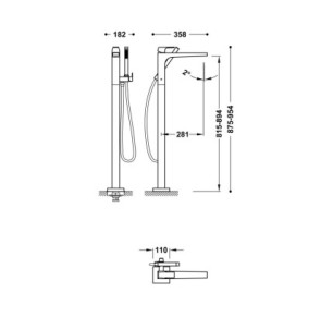GRIFO MONOMANDO A SUELO PARA BAÑERA Y DUCHA TRES SLIM BLANCO MATE 20247001BM
