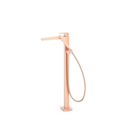 GRIFO MONOMANDO A SUELO PARA BAÑERA Y DUCHA TRES SLIM ORO ROSA MATE 24K 20247001OPM