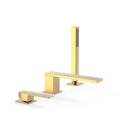 GRIFO MONOMANDO PARA BORDE DE BAÑERA TRES SLIM ORO 24K 20216103OR