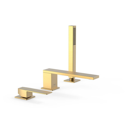 GRIFO MONOMANDO PARA BORDE DE BAÑERA TRES SLIM ORO MATE 24K 20216103OM