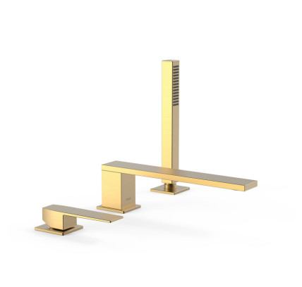GRIFO MONOMANDO PARA BORDE DE BAÑERA TRES SLIM ORO MATE 24K 20216101OM