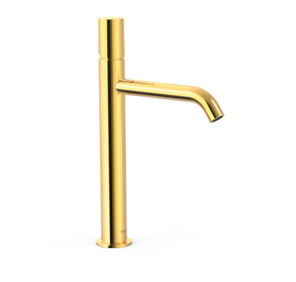 GRIFO MONOMANDO ALTO PARA LAVABO TRES STUDY ORO 24K 26130701OR