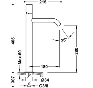 GRIFO MONOMANDO XL PARA LAVABO TRES STUDY CROMO 26130801