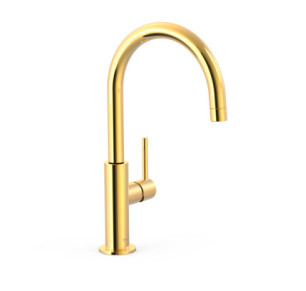 GRIFO MONOMANDO ALTO CON MANETA LATERAL PARA LAVABO TRES STUDY ORO 24K 26290402OR
