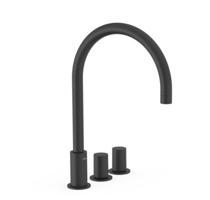 GRIFO BIMANDO DE REPISA PARA LAVABO TRES STUDY NEGRO MATE 06110501NM