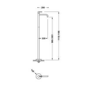 GRIFO MONOMANDO CON TOMA A SUELO PARA LAVABO TRES STUDY NEGRO METALIZADO 26285305KM