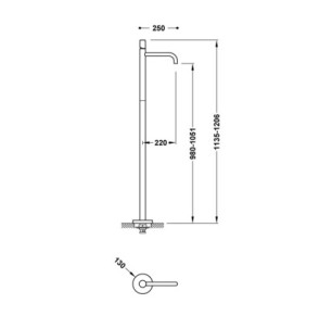 GRIFO MONOMANDO CON TOMA A SUELO PARA LAVABO TRES STUDY ORO MATE 24K 26285306OM