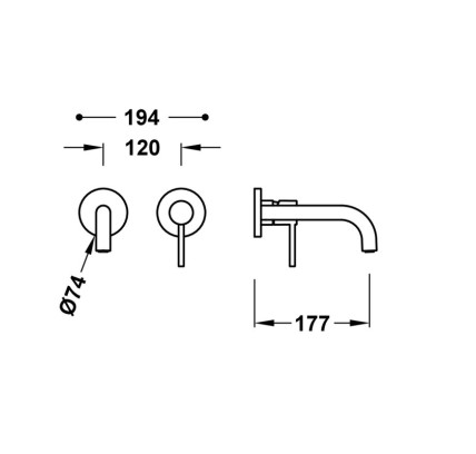 PIEZA VISTA PARCUERPO EMPOTRADO DE LAVABO TRES STUDY CROMO 26230021