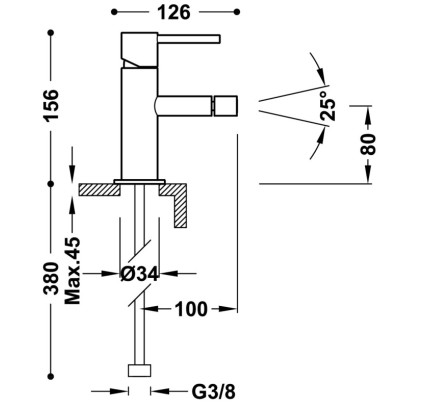 GRIFO MONOMANDO PARA BIDÉ TRES STUDY ACERO 06212001AC