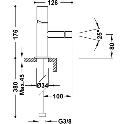 GRIFO MONOMANDO PARA BIDÉ TRES STUDY ACERO 06112001AC