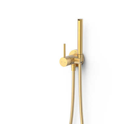 GRIFO MONOMANDO EMPOTRADO CON DUCHA PARA INODORO TRES STUDY ORO MATE 24K 134123OM