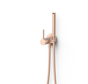 GRIFO MONOMANDO EMPOTRADO CON DUCHA PARA INODORO TRES STUDY ORO ROSA MATE 24K 134123OPM