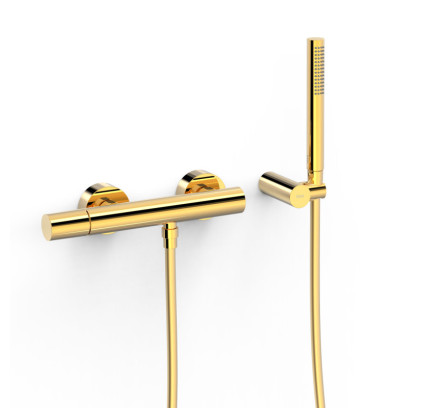 GRIFO MONOMANDO MURAL PARA DUCHA TRES STUDY ORO 24K 26116701OR