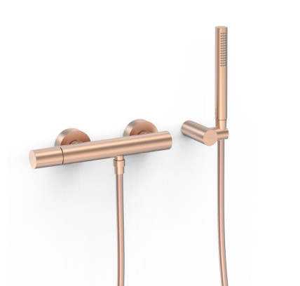 GRIFO MONOMANDO MURAL PARA DUCHA TRES STUDY ORO ROSA MATE 24K 26116701OPM