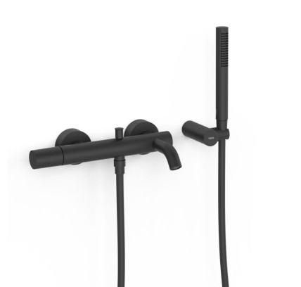 GRIFO MONOMANDO MURAL PARA BAÑERA Y DUCHA TRES STUDY NEGRO MATE 26117001NM