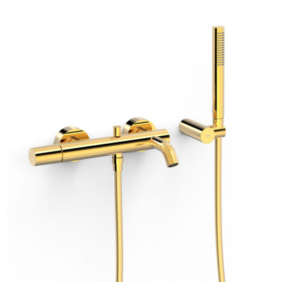GRIFO MONOMANDO MURAL PARA BAÑERA Y DUCHA TRES STUDY ORO 24K 26117001OR