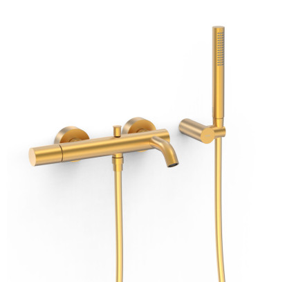 GRIFO MONOMANDO MURAL PARA BAÑERA Y DUCHA TRES STUDY ORO MATE 24K 26117001OM
