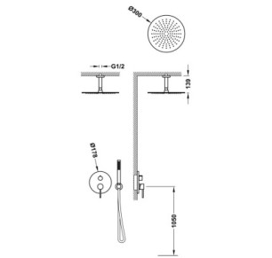KIT DE GRIFO MONOMANDO EMPOTRADO DE 2 VÍAS RAPID-BOX PARA DUCHA TRES STUDY ORO 24K 26238003OR
