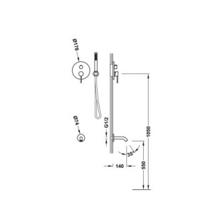 KIT DE GRIFO MONOMANDO EMPOTRADO DE 2 VÍAS RAPID-BOX PARA BAÑERA Y DUCHA TRES STUDY ORO 24K 26238006OR