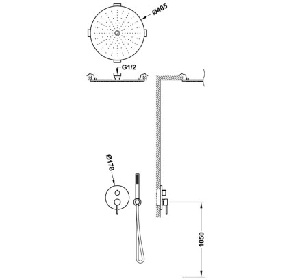 KIT DE GRIFO MONOMANDO EMPOTRADO DE 3 VÍAS RAPID-BOX PARA DUCHA TRES STUDY ACERO 26237301AC