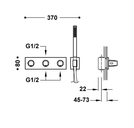 GRIFO TERMOSTÁTICO EMPOTRADO DE 3 VÍAS B-SYSTEM TRES B-SYSTEM VOLCANIC 30725301VO