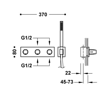 GRIFO TERMOSTÁTICO EMPOTRADO DE 4 VÍAS B-SYSTEM TRES B-SYSTEM ORO 24K 30725401OR