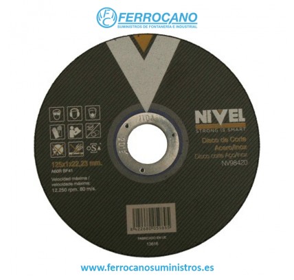 DISCO CORTE INOX NIVEL 125X1X22MM