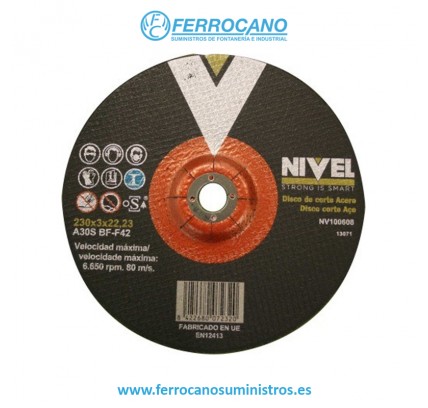DISCO CORTE ACERO 230X3X22 MM NIVEL