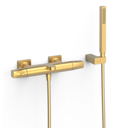 GRIFO TERMOSTÁTICO MURAL OVER-WALL PARA BAÑERA Y DUCHA TRES OVER-WALL ORO MATE 24K 19017459OM