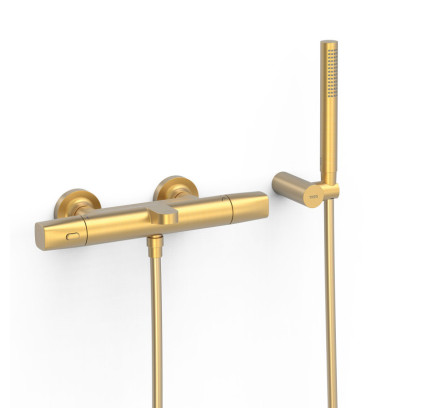 GRIFO TERMOSTÁTICO MURAL OVER-WALL PARA BAÑERA Y DUCHA TRES OVER-WALL ORO MATE 24K 19017449OM