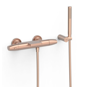 GRIFO TERMOSTÁTICO MURAL OVER-WALL PARA BAÑERA Y DUCHA TRES OVER-WALL ORO ROSA MATE 24K 19017479OPM