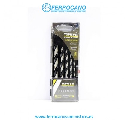BROCA MADERA NIVEL 04-05-06-08-10MM 5 PZ