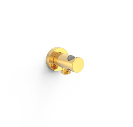 SOPORTE FIJO CON TOMA DE AGUA PARA DUCHA DE MANO Y FLEXO TRES COMPLEMENTOS DE DUCHA ORO 24K 26118221OR