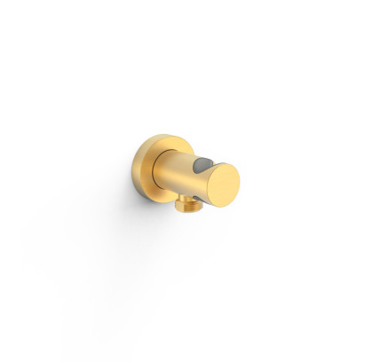 SOPORTE FIJO CON TOMA DE AGUA PARA DUCHA DE MANO Y FLEXO TRES COMPLEMENTOS DE DUCHA ORO MATE 24K 26118221OM