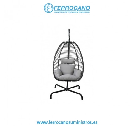 BALANCIN JARDIN NATUUR 1 PLAZA CON COJIN ACERO/RATAN GRIS 128X128X208CM