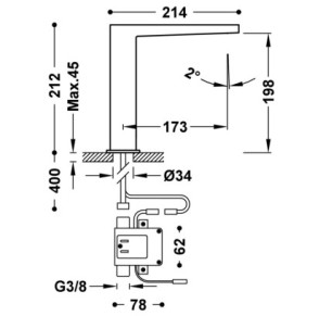GRIFO ELECTRÓNICO DE 1 AGUA PARA LAVABO TRES TECNOLOGÍA ELECTRÓNICA ACERO 20261310AC