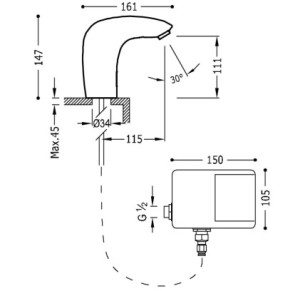 GRIFO ELECTRÓNICO DE 1 AGUA PARA LAVABO TRES TECNOLOGÍA ELECTRÓNICA CROMO 19260603