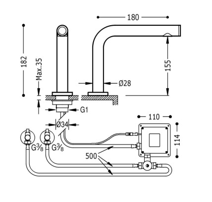 GRIFO ELECTRÓNICO CON SISTEMA PREMEZCLADOR PARA LAVABO TRES TECNOLOGÍA ELECTRÓNICA CROMO 6144801
