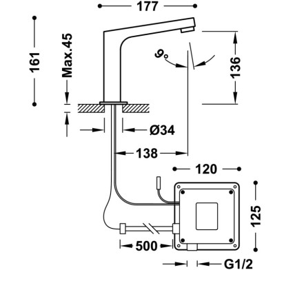 KIT DE GRIFO ELECTRÓNICO DE 1 AGUA PARA LAVABO TRES TECNOLOGÍA ELECTRÓNICA CROMO 39210397