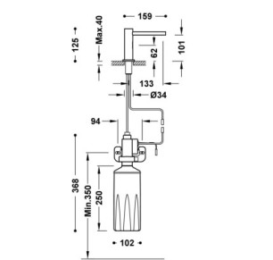 DISPENSADOR ELECTRÓNICO DE JABÓN PARA LAVABO Y COCINA TRES TECNOLOGÍA ELECTRÓNICA NEGRO MATE 39274101NM