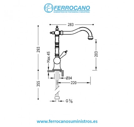 MONOMANDO FREGADOR CROMO TRES ABATIBLE COCINA 2423