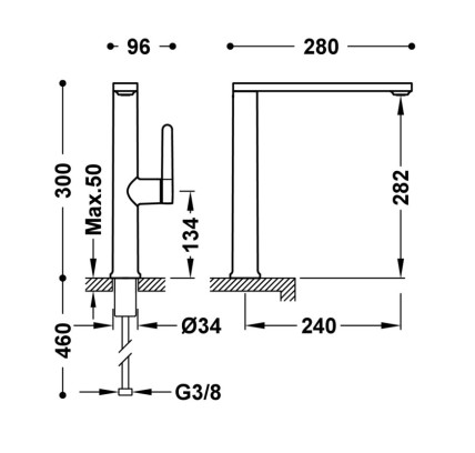 GRIFO MONOMANDO PARA COCINA TRES ESPACIO DE COCINA CAVA DORADO 23044002CA