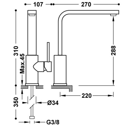 GRIFO MONOMANDO PARA COCINA TRES ESPACIO DE COCINA BLANCO MATE 062435BM