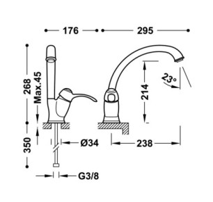 GRIFO MONOMANDO PARA COCINA TRES ESPACIO DE COCINA CROMO 24244101